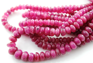 Ruby Smooth Rondelle Beads, (RBY/RNDL/5-7) - Beadspoint
