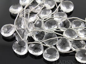Rock Crystal Quartz Briolettes Flat Heart Beads, (CRY13-14HRT ) - Beadspoint
