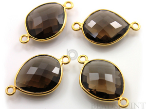 Smokey Topaz Faceted Bezel Connector, (BZC7362-MD) - Beadspoint