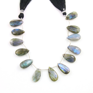 Blue Flashes labradorite Faceted Pear Briolettes Beads, (LAB21x11PR) - Beadspoint