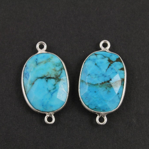 Turquoise Faceted Oval Connector, (BZCT8104) - Beadspoint