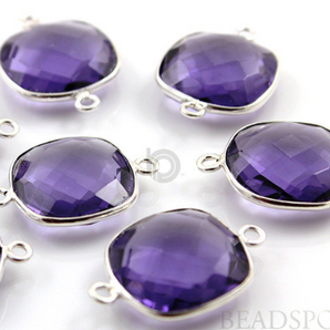 Amethyst Faceted Square Connector, (SSBZC2001) - Beadspoint