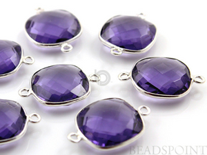 Amethyst Faceted Square Connector, (SSBZC2001) - Beadspoint