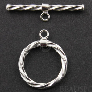 Sterling Silver Round Twisted Toggle Clasp (SS/1086) - Beadspoint