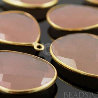 Sand Chalcedony Faceted Pear Shape Bezel, Gold Vermeil, 22x30mm (BZC7301) - Beadspoint