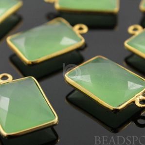 Green Chalcedony Faceted Chicklet Bezel, (BZC7477) - Beadspoint