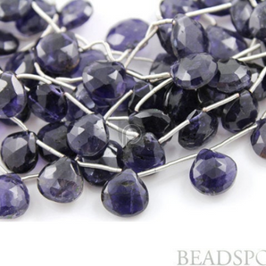 Iolite Faceted Heart Drops, (IOL10-11HRT) - Beadspoint