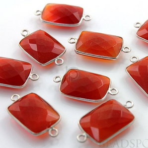 Carnelian Faceted Chicklet Connector, (SSBZC2025) - Beadspoint