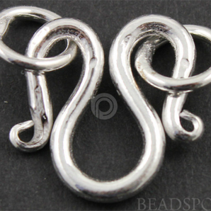 Brush Sterling Silver Hook Clasp With 2 Rings (BR/6429) - Beadspoint