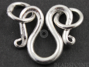 Brush Sterling Silver Hook Clasp With 2 Rings (BR/6429) - Beadspoint