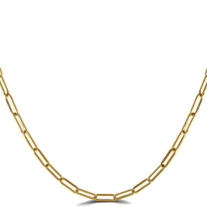 14K Solid Gold Paperclip Chain Necklace, (14k-1606F(1))