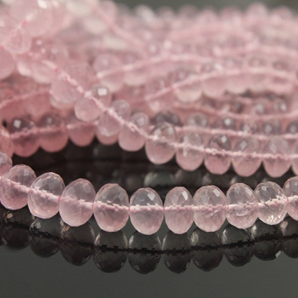 Rose Quartz Faceted Rondelle Beads, (RQTZ/RDL/5-8) - Beadspoint