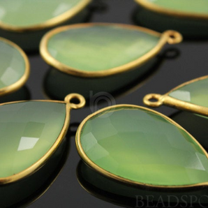 Green Chalcedony Faceted Pear Bezel, (BZC7282) - Beadspoint