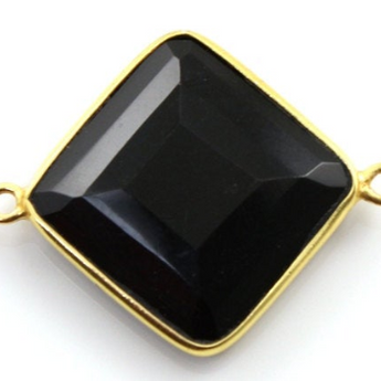 Black Onyx Faceted Cushion Bezel, (BZC8036) - Beadspoint