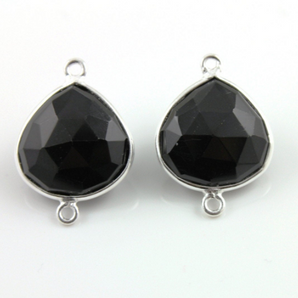 Black Onyx Faceted Heart Bezel, (SSBZC9015/BLK) - Beadspoint