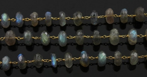Labradorite Faceted Wire Wrapped Roundel, (RS-LAB-114) - Beadspoint
