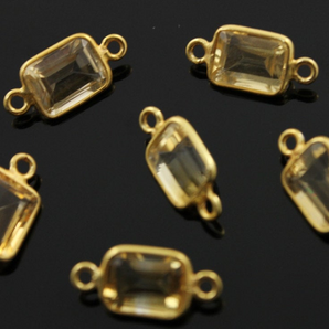 Citrine Tiny Faceted Rectangle Connector, (BZC9005) - Beadspoint