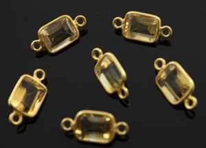 Citrine Tiny Faceted Rectangle Connector, (BZC9005) - Beadspoint