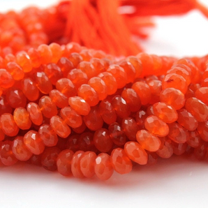 Carnelian Faceted Roundel Beads, 9-10 mm (CAR/RDL/9-10) - Beadspoint