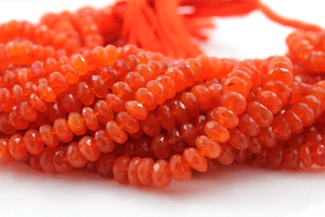 Carnelian Faceted Roundel Beads, 9-10 mm (CAR/RDL/9-10) - Beadspoint