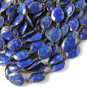 Lapis Faceted Oval Chain, (GMC-LAP-18x15) - Beadspoint