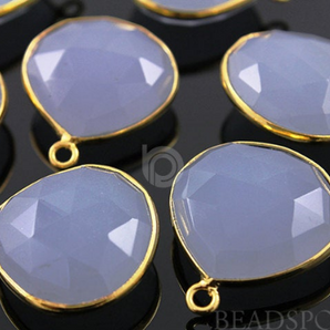 Lavender Chalcedony Heart Bezel Drop,  (BZC7041) - Beadspoint