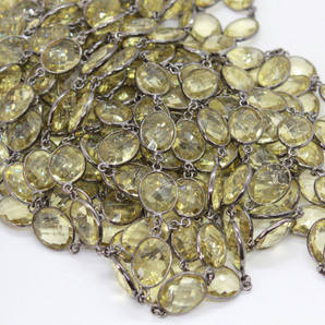 Lemon Citrine Faceted Oval Chain, (GMC-LCT-14X12 ) - Beadspoint