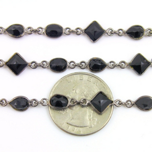 Black Onyx Small Cut Stones Chain, (BC-BNX-104) - Beadspoint