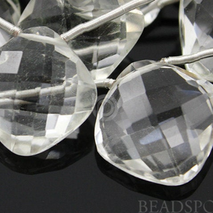 Rock Crystal Faceted Cushion Cut Drops,  (CRY15x15CUSH) - Beadspoint