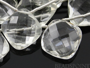Rock Crystal Faceted Cushion Cut Drops,  (CRY15x15CUSH) - Beadspoint