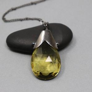 Lemon Topaz Gem Drop in Sterling Silver, (GBD-028) - Beadspoint