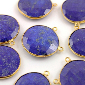 Lapis Lazuli Faceted Oval Connector, (BZCT6002-B) - Beadspoint