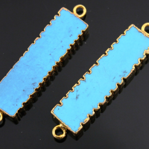 Turquoise Jagged Rectangle Connector,(BZC-9089-TRQ) - Beadspoint