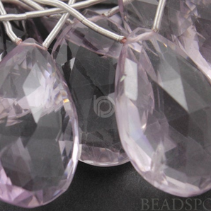 Pink Amethyst Large Faceted Flat Pear Drops, (PAMLRGPear) - Beadspoint