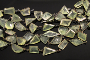 Green Chalcedony Faceted Fancy Cut Chain (GNCHLCY-01)) - Beadspoint