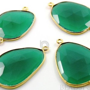 Green Onyx  Fancy Shape Connectors, , (BZC7363-XLG) - Beadspoint