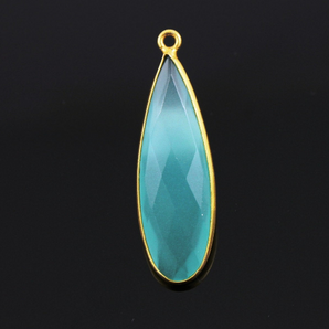 Aqua Chalcedony Faceted Pear Shape Bezel, (BZC9020/AQUA) - Beadspoint