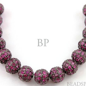 Pave Ruby Round Beads, (RB-BA6) - Beadspoint