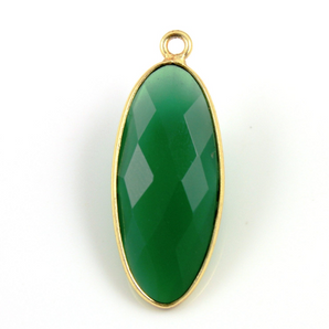 Green Onyx Faceted Oval Bezel, (BZC9040/GNX) - Beadspoint