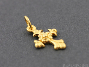 24K Gold Vermeil Over Sterling Silver Cross Charm -- VM/CH1/CR5 - Beadspoint