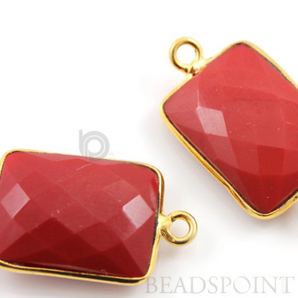 Red Onyx Faceted Chicklet Connector,  (BZC7463) - Beadspoint