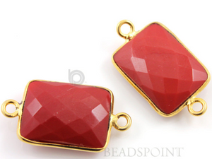 Red Onyx Faceted Chicklet Connector,  (BZC7463) - Beadspoint