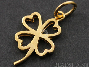 24K Gold Vermeil Over Sterling Silver Clover Charm -- VM/CH4/CR40 - Beadspoint