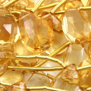 Warm Honey Citrine Faceted Briolettes Drops, (4CIT7x12PEAR ) - Beadspoint