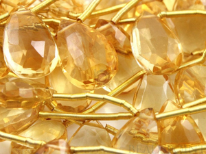 Warm Honey Citrine Faceted Briolettes Drops, (4CIT7x12PEAR ) - Beadspoint