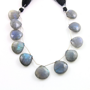 Blue Flashes Labradorite Faceted Heart Briolettes Beads, (LAB19HRT) - Beadspoint