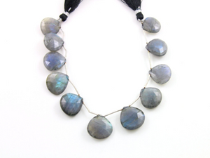 Blue Flashes Labradorite Faceted Heart Briolettes Beads, (LAB19HRT) - Beadspoint