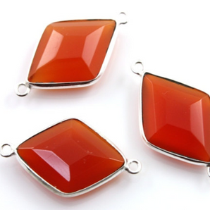 Carnelian Faceted  Diamond Bezel, (SSBZC8047) - Beadspoint