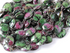 Ruby Zoisite Oval Faceted Bezel Chain in Antique Rhodium, 18x15 mm, (BZC-RZT-18x15)