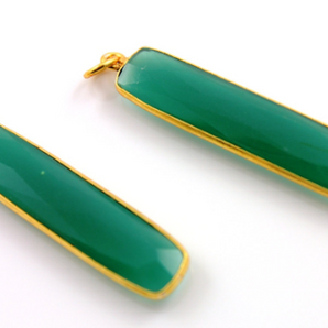 Green Onyx Faceted Long Drop Gemstone Bezel, (BZC9022/GNX) - Beadspoint